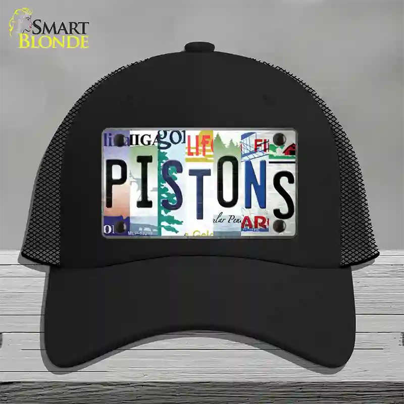 Pistons Strip Art Novelty License Plate Hat Tag Mesh / Black