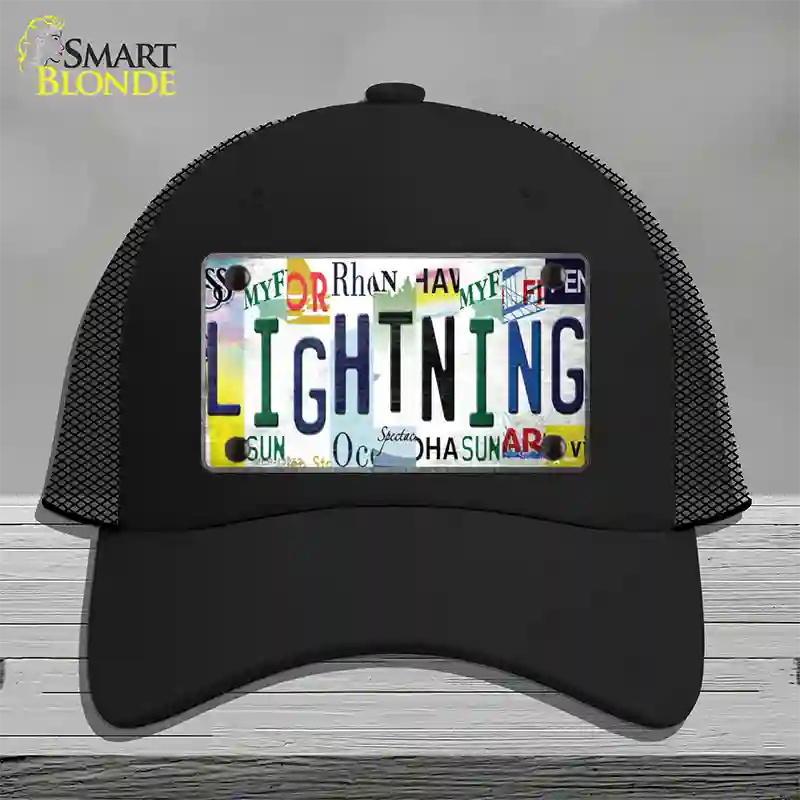 Lightning Strip Art Novelty License Plate Hat Tag Mesh / Black