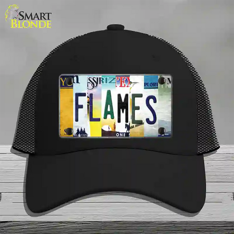 Flames Strip Art Novelty License Plate Hat Tag Mesh / Black