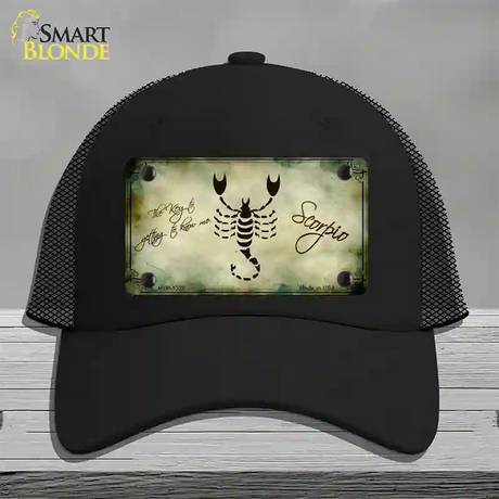 Scorpio Zodiac Novelty License Plate Hat Mesh / Black