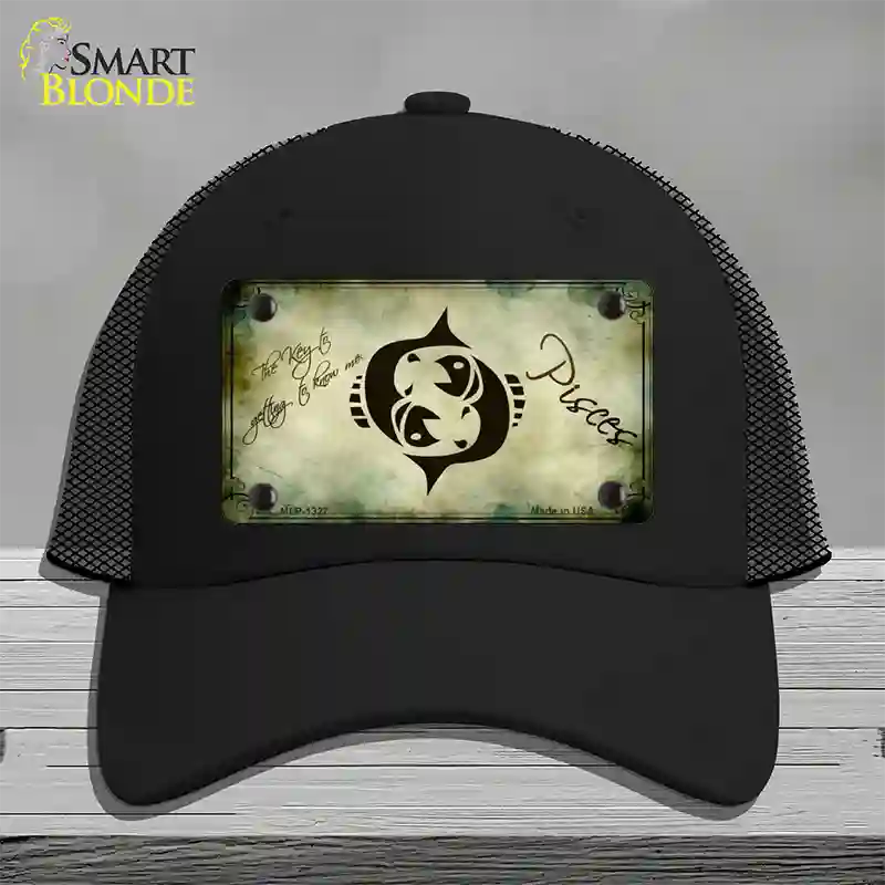 Pisces Zodiac Novelty License Plate Hat Mesh / Black