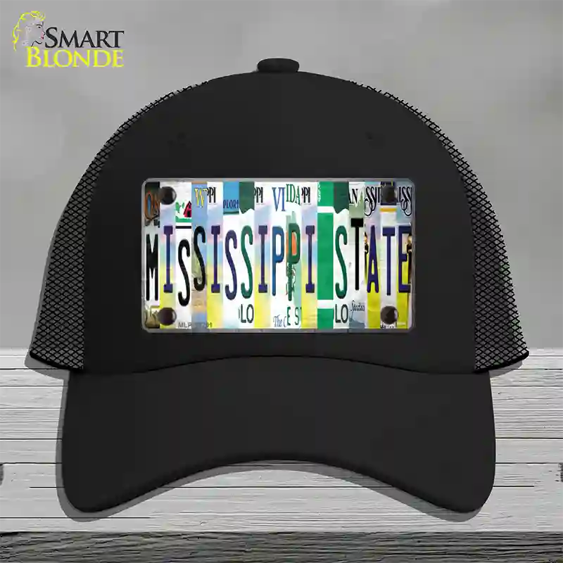 Mississippi State Strip Art Novelty License Plate Hat Tag Mesh / Black