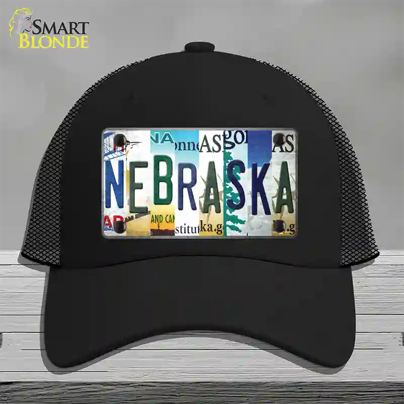 Nebraska Strip Art Novelty License Plate Hat Tag Mesh / Black