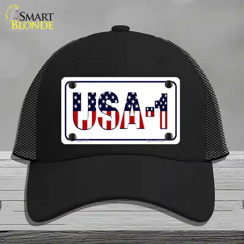 USA 1 Novelty License Plate Hat Mesh / Black