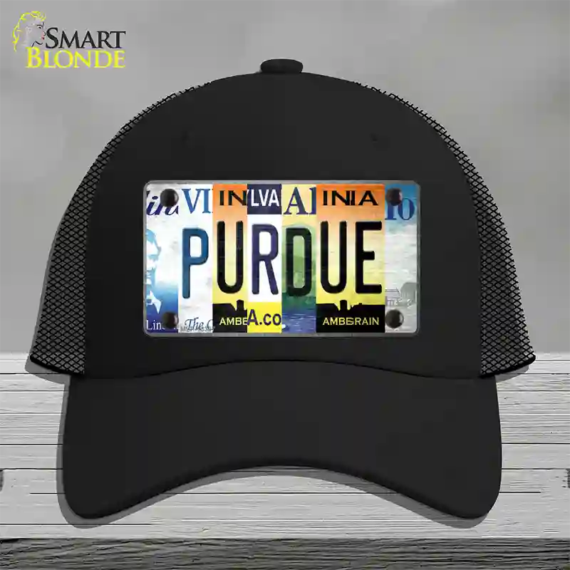 Purdue Strip Art Novelty License Plate Hat Tag Mesh / Black