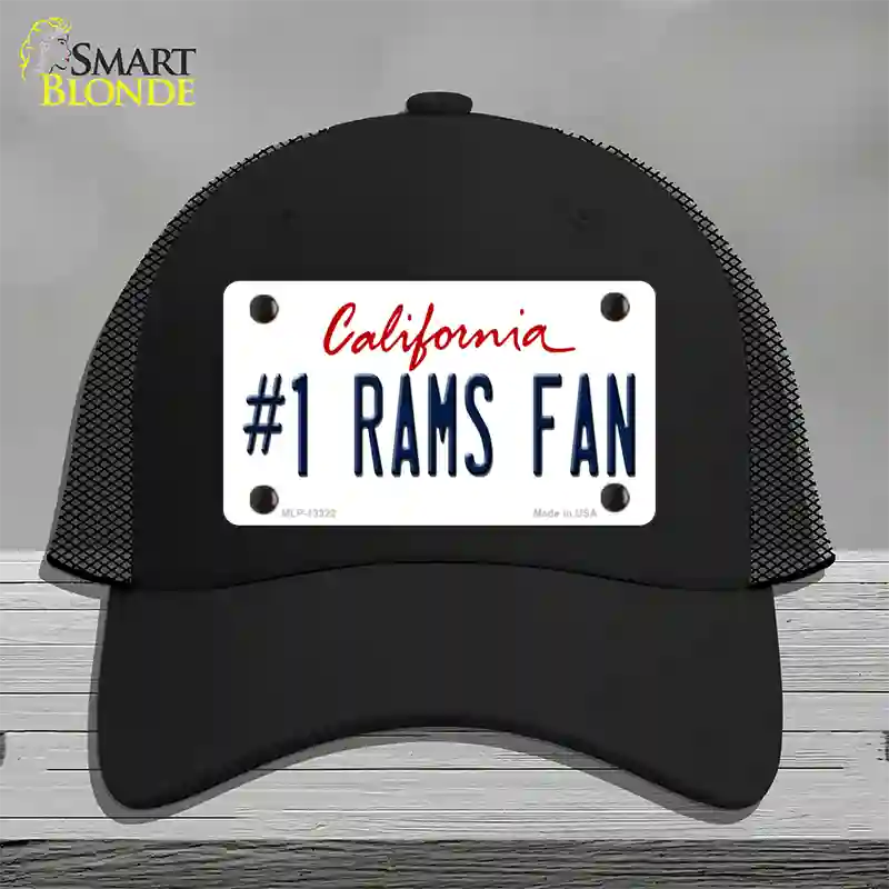 Number 1 Rams Fan Novelty License Plate Hat Tag Mesh / Black