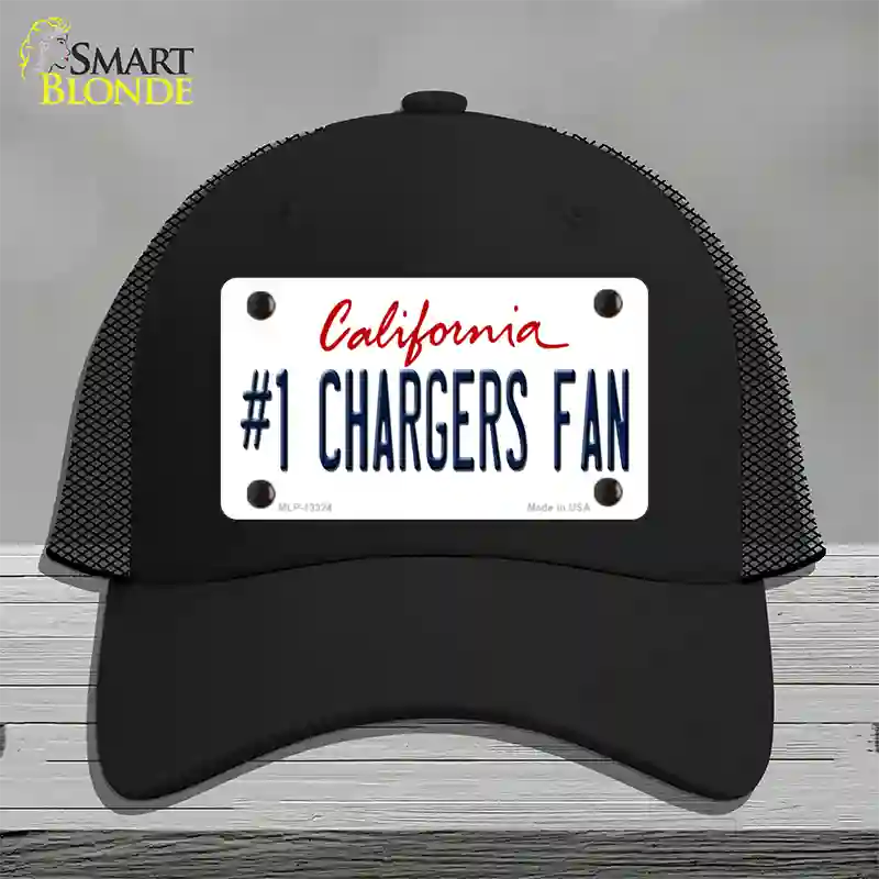 Number 1 Chargers Fan Novelty License Plate Hat Tag Mesh / Black