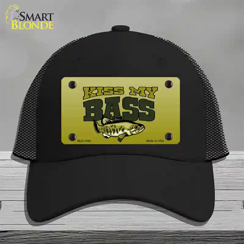 Kiss My Bass Novelty License Plate Hat Mesh / Black