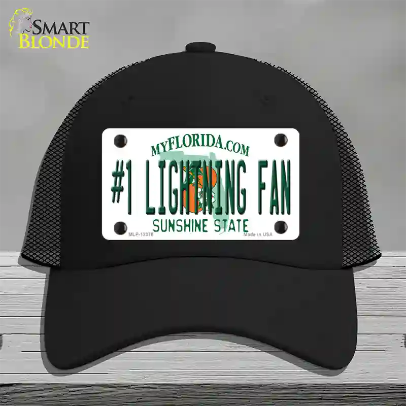 Number 1 Lightning Fan Novelty License Plate Hat Tag Mesh / Black