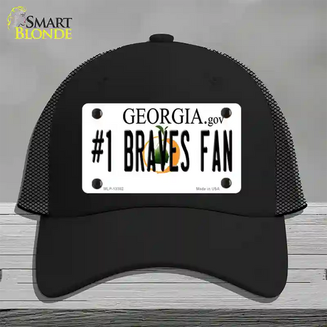 Number 1 Braves Fan Novelty License Plate Hat Tag Mesh / Black