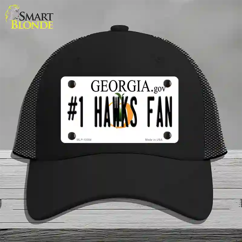 Number 1 Hawks Fan Novelty License Plate Hat Tag Mesh / Black