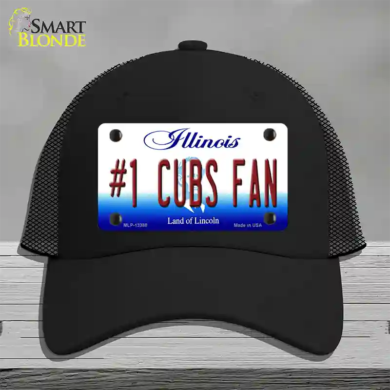 Number 1 Cubs Fan Novelty License Plate Hat Tag Mesh / Black