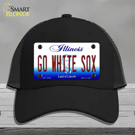 Go White Sox Novelty License Plate Hat Tag Mesh / Black