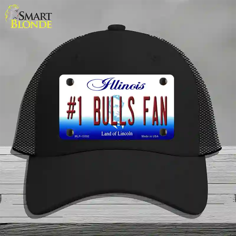 Number 1 Bulls Fan Novelty License Plate Hat Tag Mesh / Black