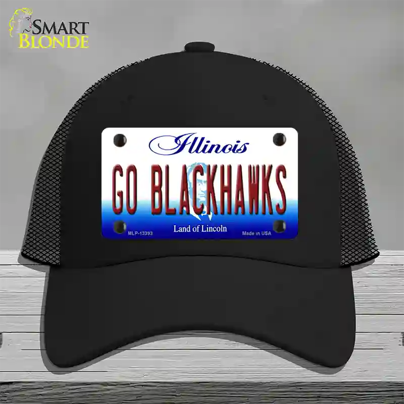 Go Blackhawks Novelty License Plate Hat Tag Mesh / Black