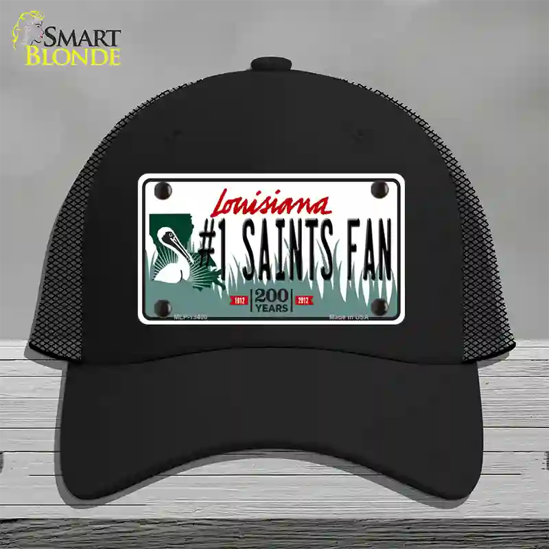 Number 1 Saints Fan Novelty License Plate Hat Tag Mesh / Black