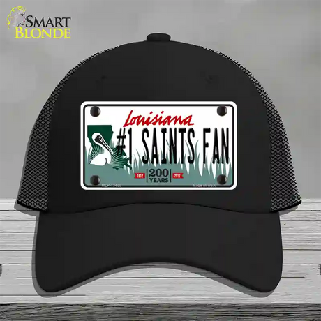 Number 1 Saints Fan Novelty License Plate Hat Tag Mesh / Black