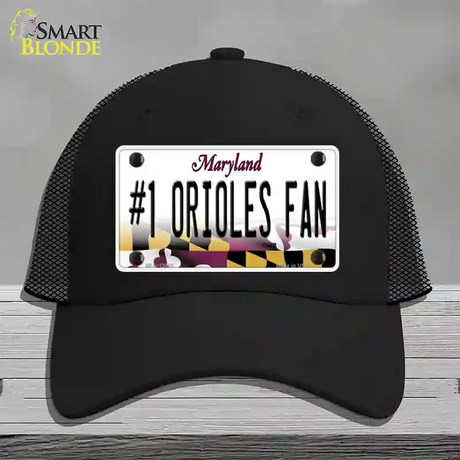 Number 1 Orioles Fan Novelty License Plate Hat Tag Mesh / Black