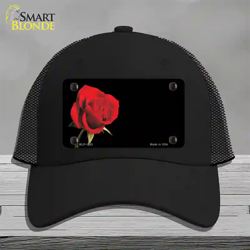 Rose Offset Novelty License Plate Hat Mesh / Black