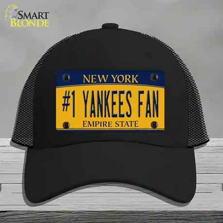 Number 1 Yankees Fan Novelty License Plate Hat Tag Mesh / Black