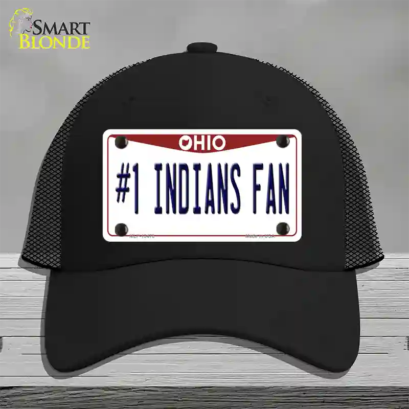 Number 1 Indians Fan Novelty License Plate Hat Tag Mesh / Black