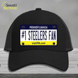 Number 1 Steelers Fan Novelty License Plate Hat Tag Mesh / Black