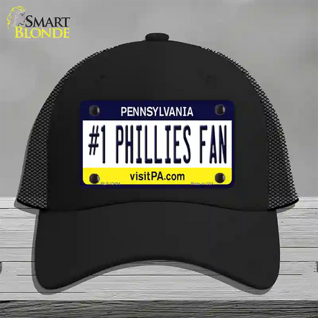 Number 1 Phillies Fan Novelty License Plate Hat Tag Mesh / Black