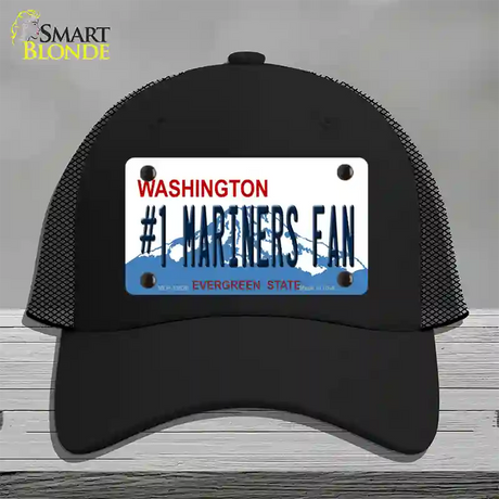 Number 1 Mariners Fan Novelty License Plate Hat Tag Mesh / Black