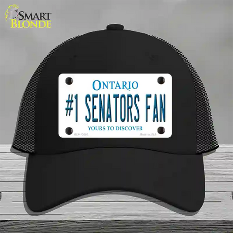 Number 1 Senators Fan Novelty License Plate Hat Tag Mesh / Black