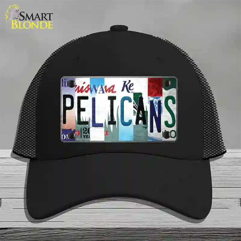 Pelicans Strip Art Novelty License Plate Hat Tag Mesh / Black