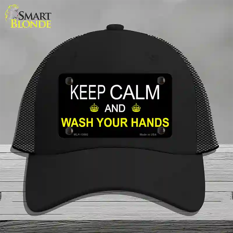 Keep Calm Wash Your Hands Novelty License Plate Hat Tag Mesh / Black