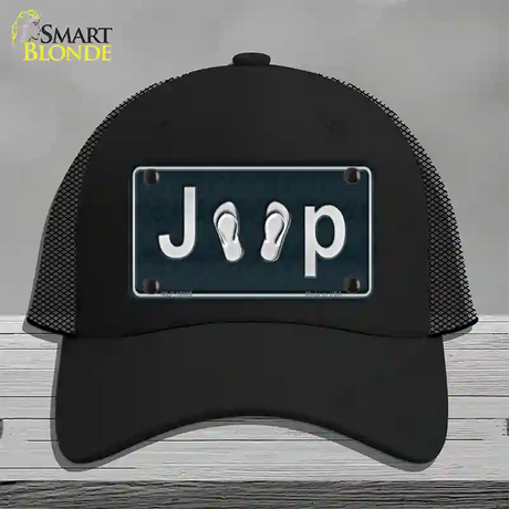 J**P Flipflop Novelty License Plate Hat Tag Mesh / Black