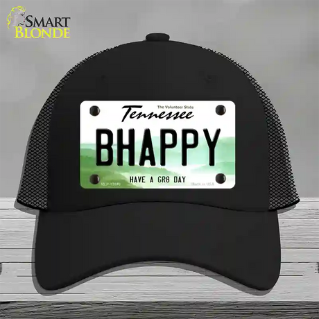 Be Happy Novelty License Plate Hat Tag Mesh / Black