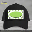 Lime Green White Polka Dot Center Oval Novelty License Plate Hat Mesh / Black