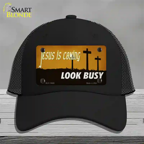 Jesus Is Coming Novelty License Plate Hat Tag Mesh / Black