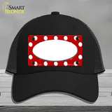 White Red Polka Dot Center Oval Novelty License Plate Hat Mesh / Black