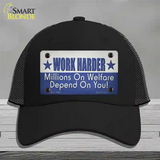 Welfare Depends On You Novelty License Plate Hat Tag Mesh / Black