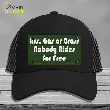 Ass Gas Or Grass Novelty License Plate Hat Tag Mesh / Black