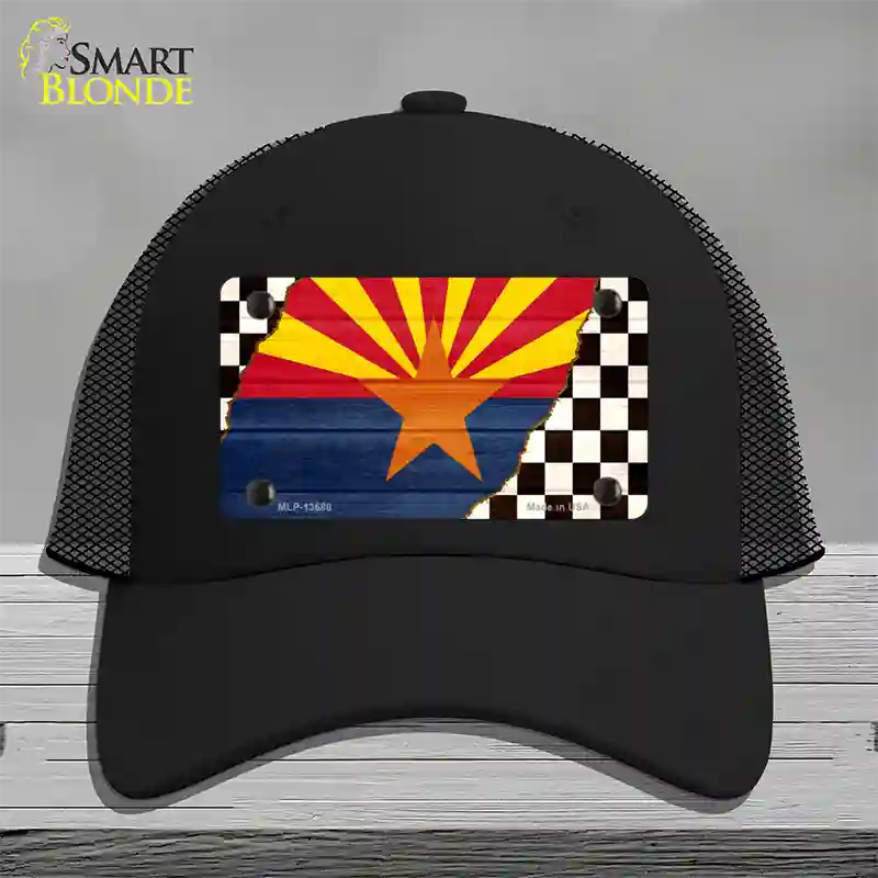 Arizona Racing Flag Novelty License Plate Hat Tag Mesh / Black