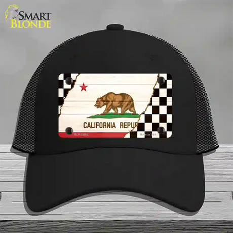 California Racing Flag Novelty License Plate Hat Tag Mesh / Black