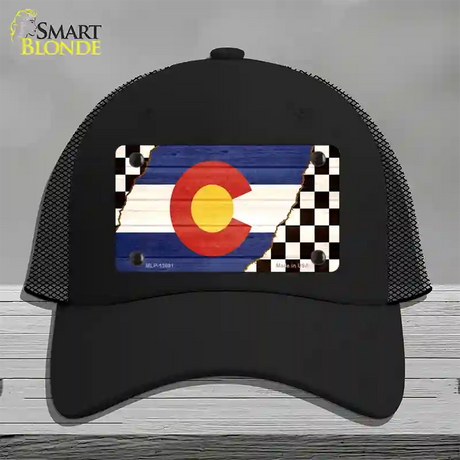 Colorado Racing Flag Novelty License Plate Hat Tag Mesh / Black