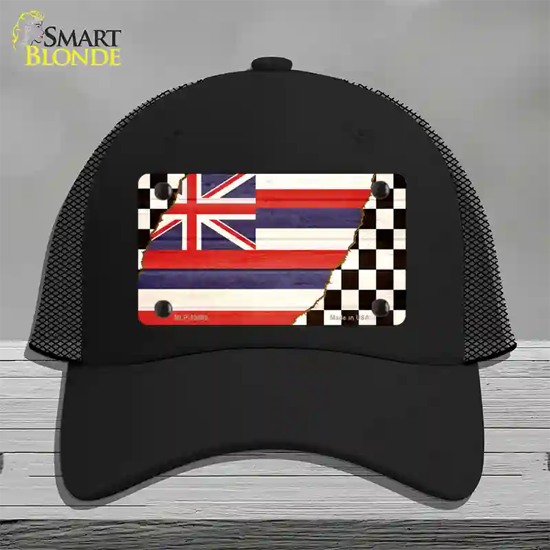 Hawaii Racing Flag Novelty License Plate Hat Tag Mesh / Black