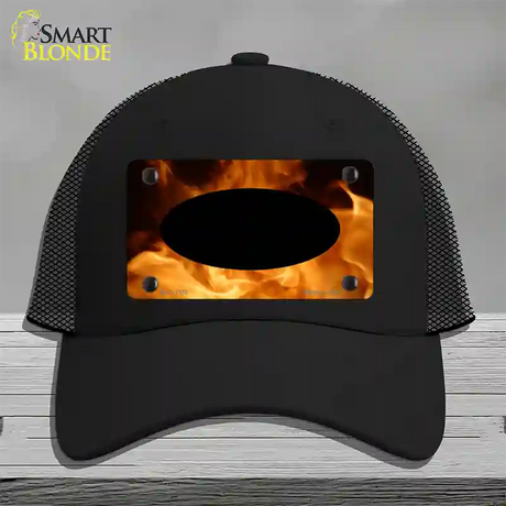 Real Flame With Black Center Oval Novelty License Plate Hat Mesh / Black