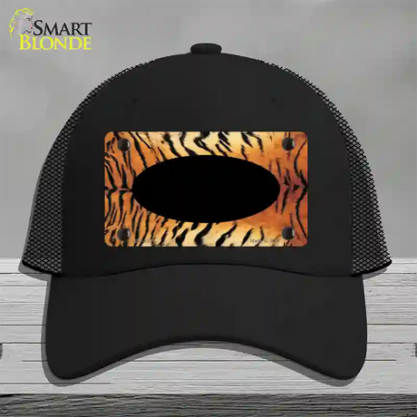 Tiger With Black Center Oval Novelty License Plate Hat Mesh / Black