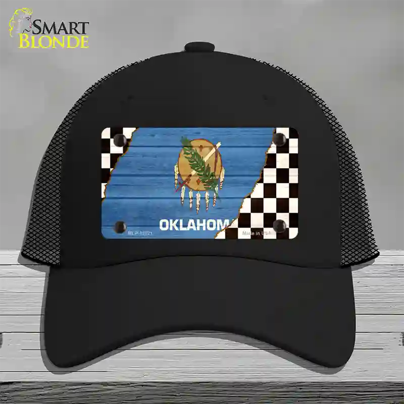 Oklahoma Racing Flag Novelty License Plate Hat Tag Mesh / Black