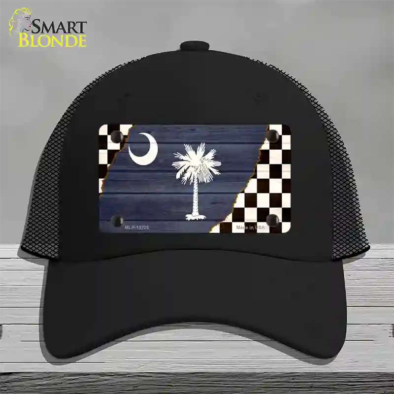 South Carolina Racing Flag Novelty License Plate Hat Tag Mesh / Black