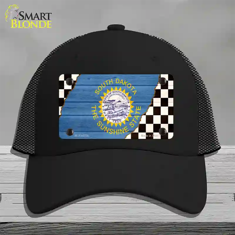 South Dakota Racing Flag Novelty License Plate Hat Tag Mesh / Black