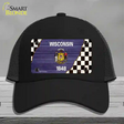 Wisconsin Racing Flag Novelty License Plate Hat Tag Mesh / Black