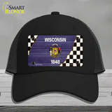 Wisconsin Racing Flag Novelty License Plate Hat Tag Mesh / Black