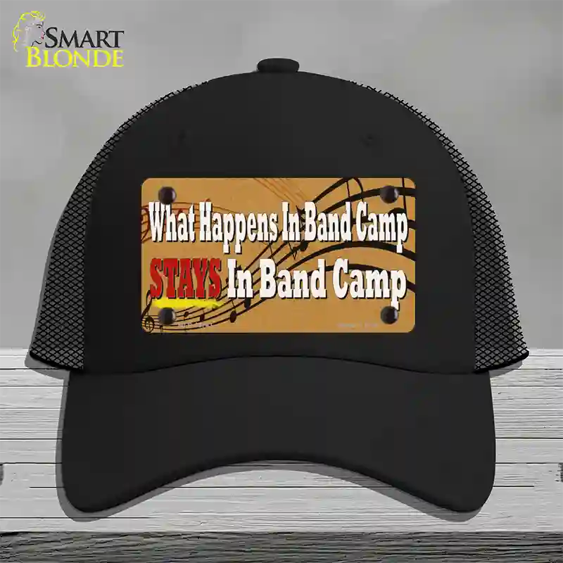 What Happens In Band Camp Novelty License Plate Hat Tag Mesh / Black